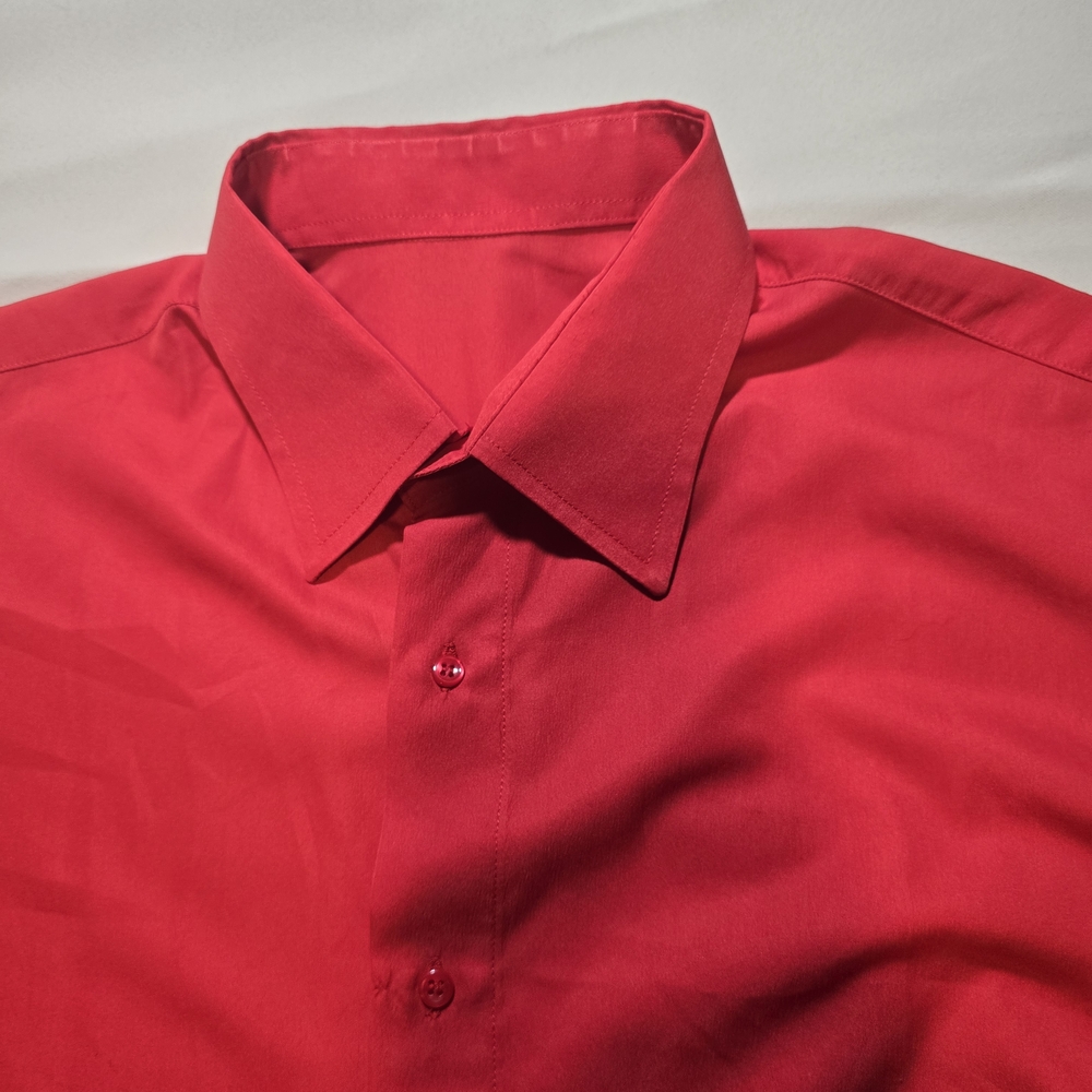Vibrant Red Men's Dress Shirt Rare Soft Tailored